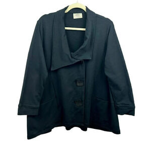 INAE Collection Jacket Knit Material, Statement Buttons, Lagenlook, Black Medium